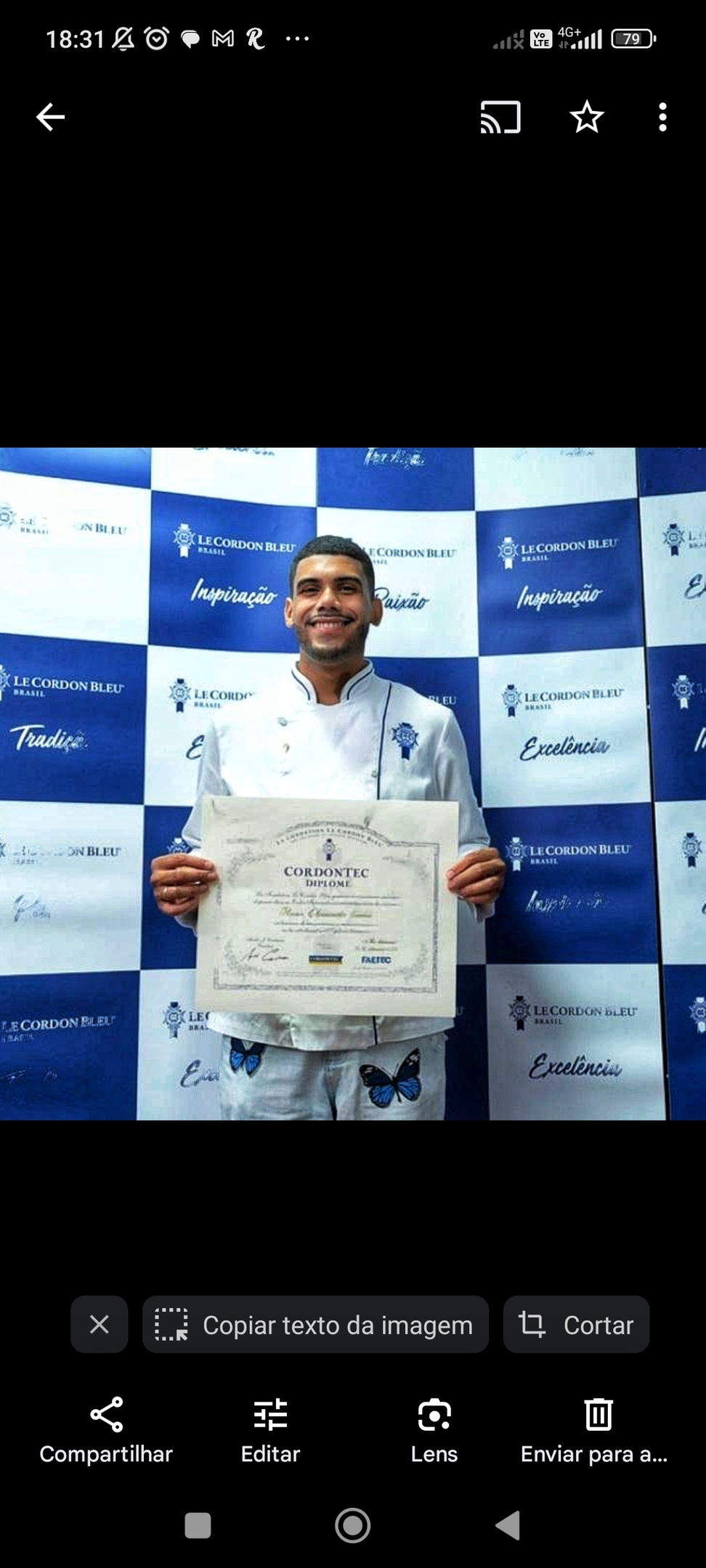 Chef Arthur with his Le Cordon Bleu diploma