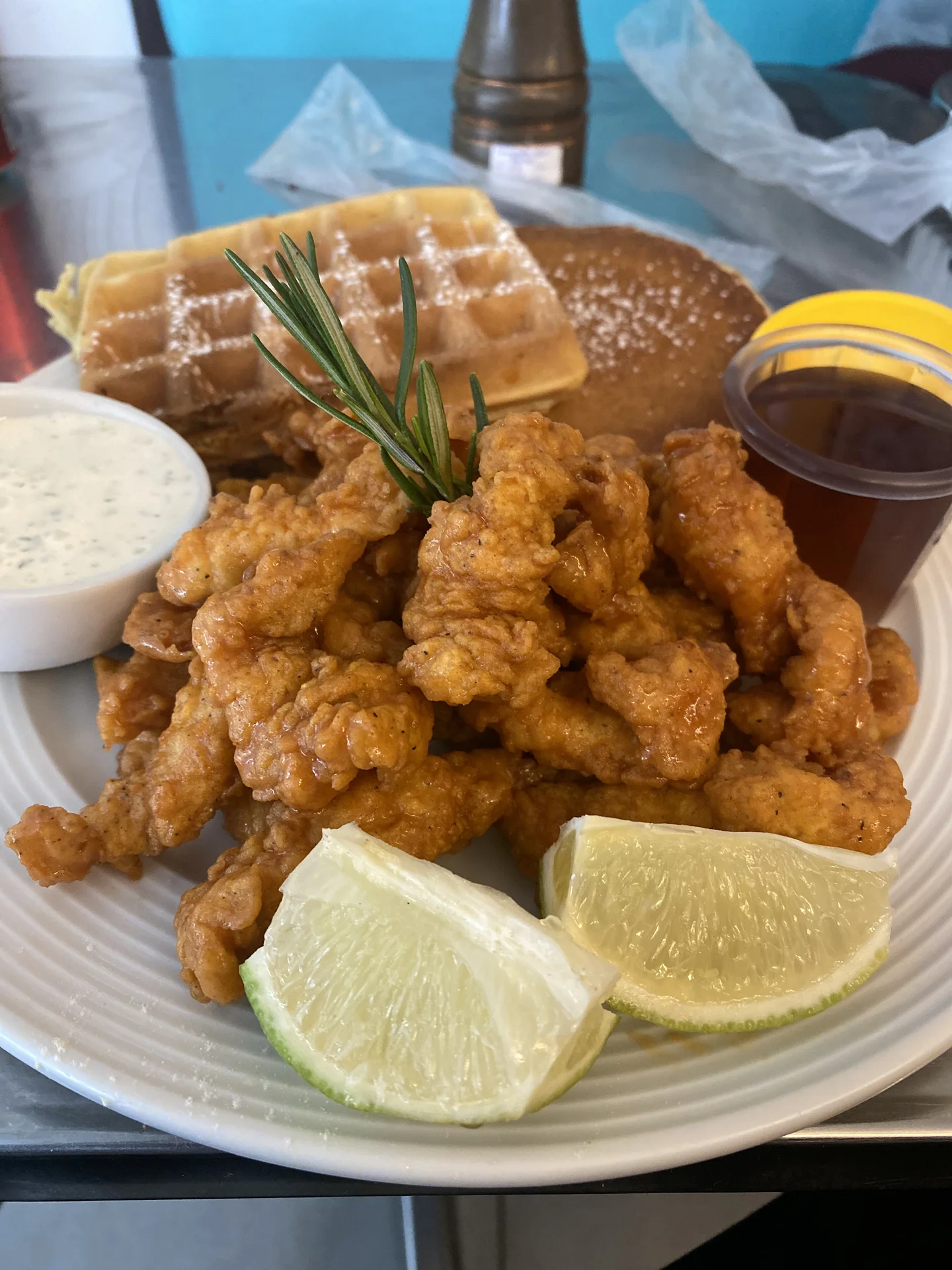 Chicken and waffles at Gringo Cafe Rio