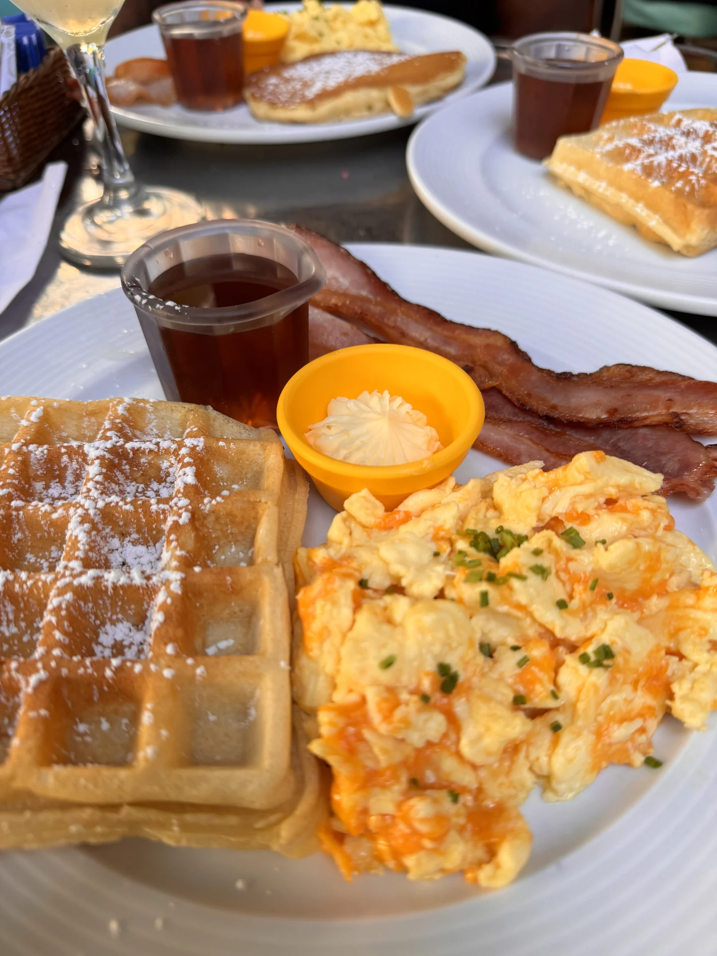 Waffles, eggs and bacon at Gringo Cafe Rio
